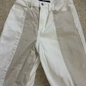 Ultra High-Rise White Patchwork Vintage Ankle Straight Jeans